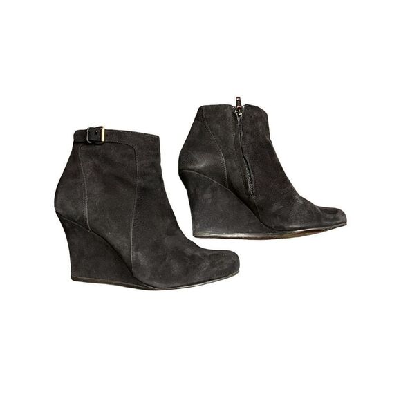 Lanvin p Wedge Black Leather Suede Bootie Size 5 - Picture 6 of 9